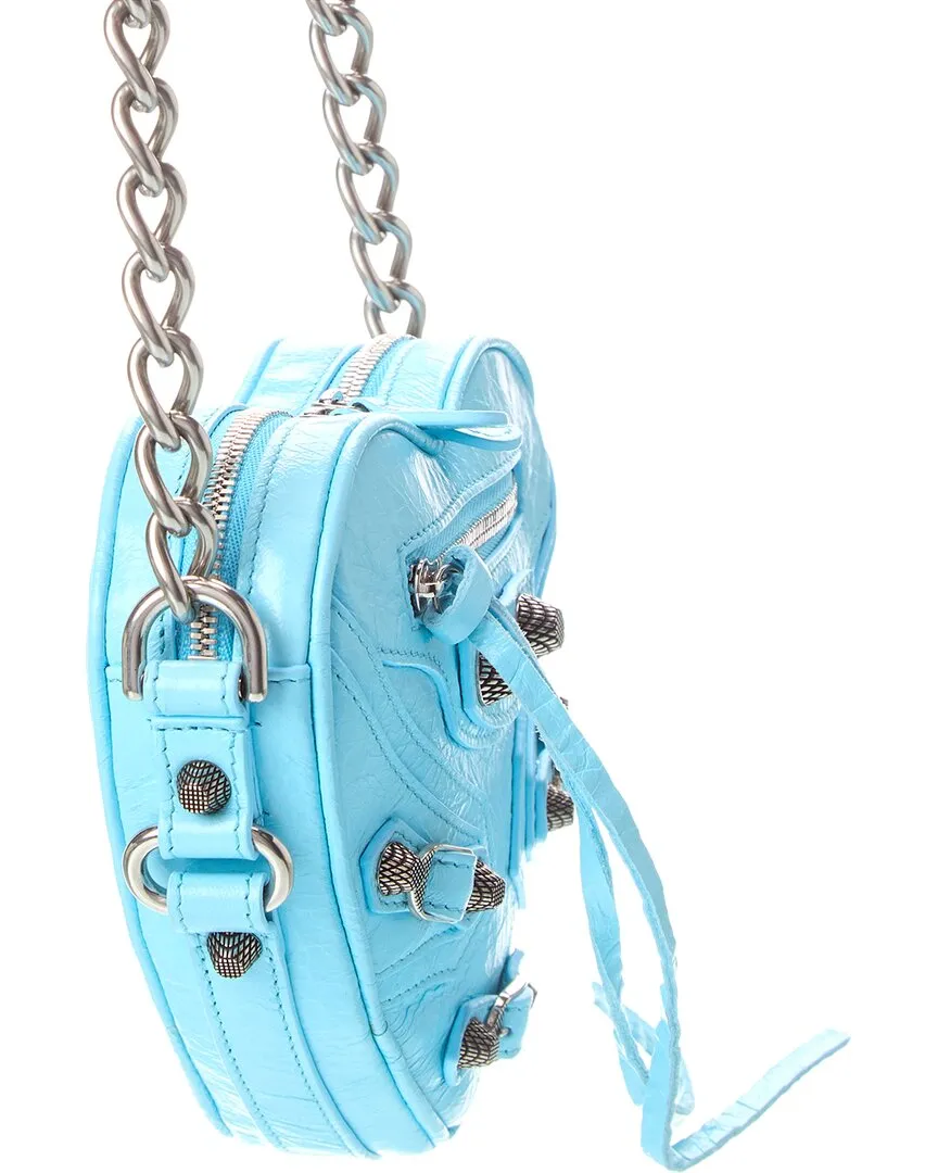 Balenciaga Le Cagole Heart Mini Croc-Embossed Leather Crossbody