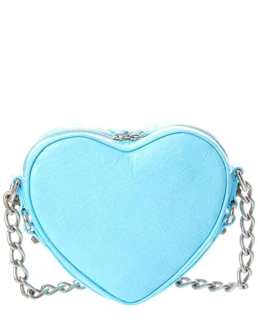 Balenciaga Le Cagole Heart Mini Croc-Embossed Leather Crossbody
