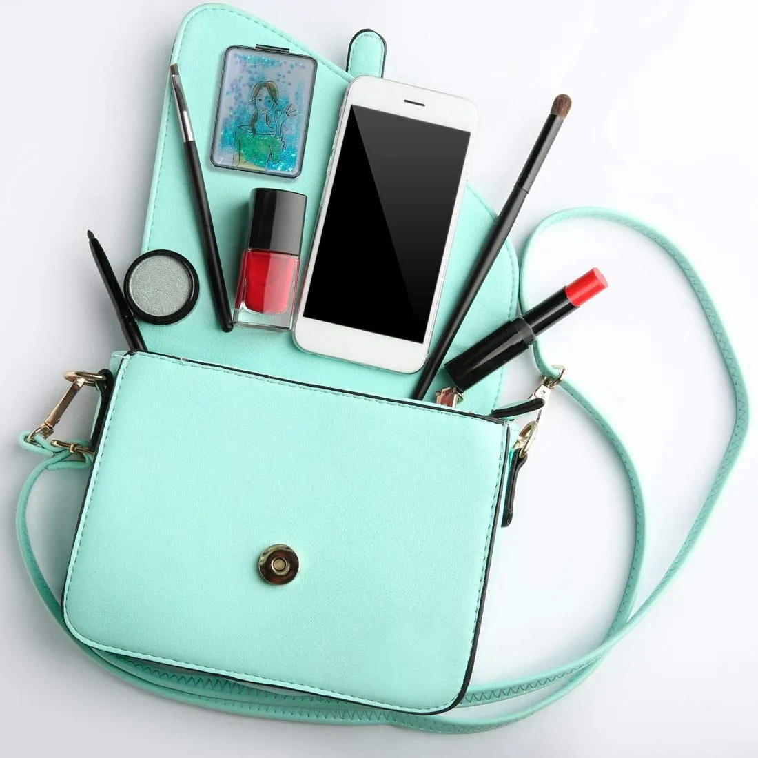 Beaufy Magnifying Travel Makeup Compact Mirror Bulk Handheld Small Mini Pocket Purse Mirrors Folding Portable - Dual Beauty Mirrors for Women - Beauty Girl Mixed Designs - 4 Pack