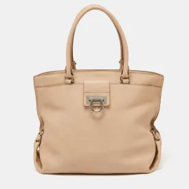 Beige Pebbled Leather Dotty Tote