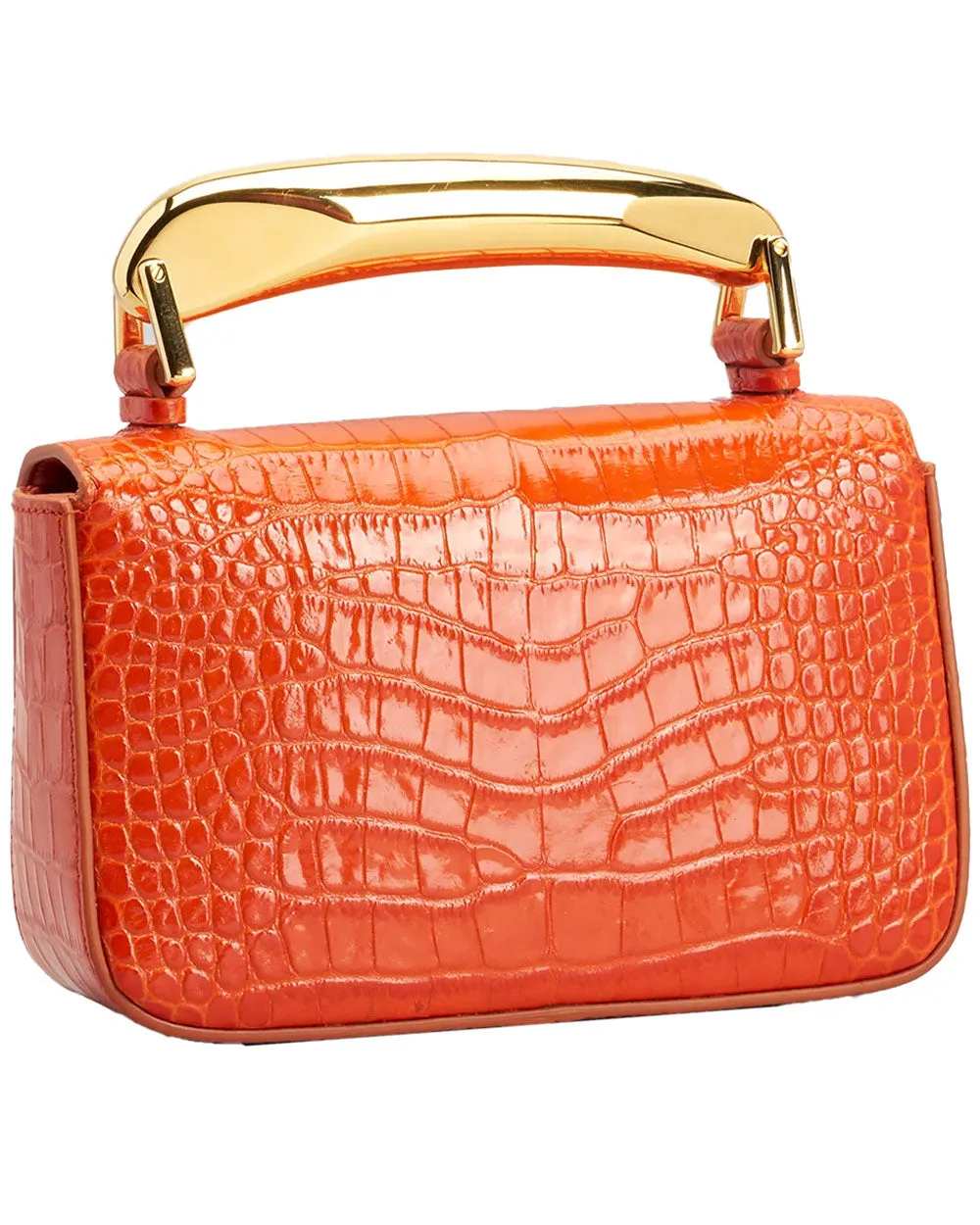 Bianca Croc Embossed Shoulder Bag in Mango