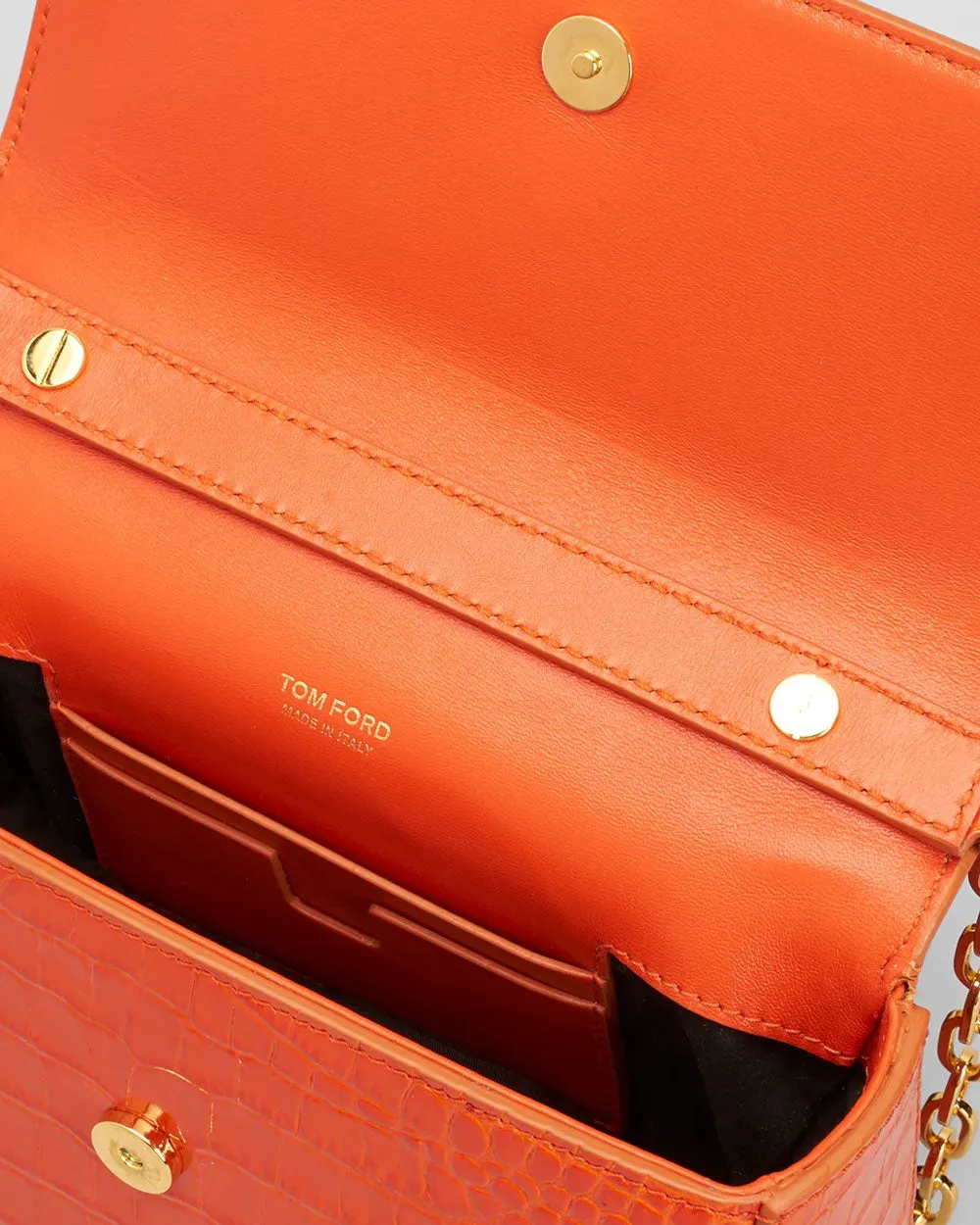 Bianca Croc Embossed Shoulder Bag in Mango