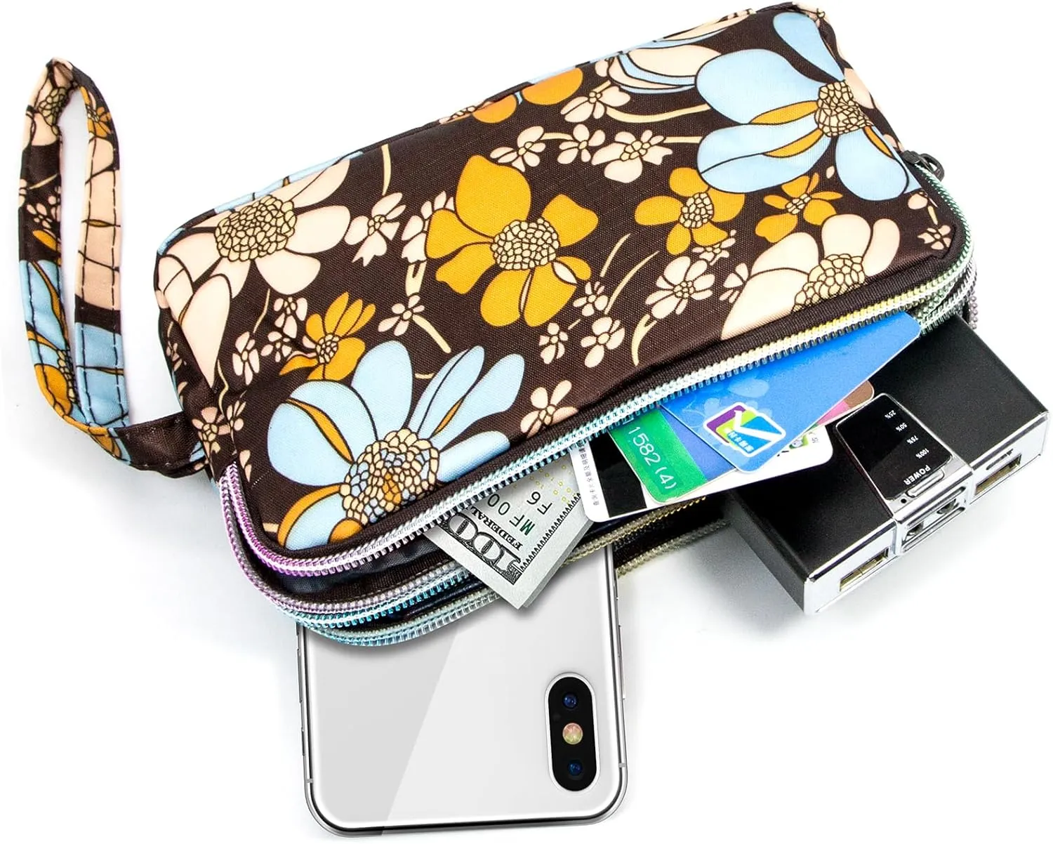 BIAOTIE Large Capacity Wristlet Wallet - Women Printed Nylon Waterproof Handbag Clutch Purse