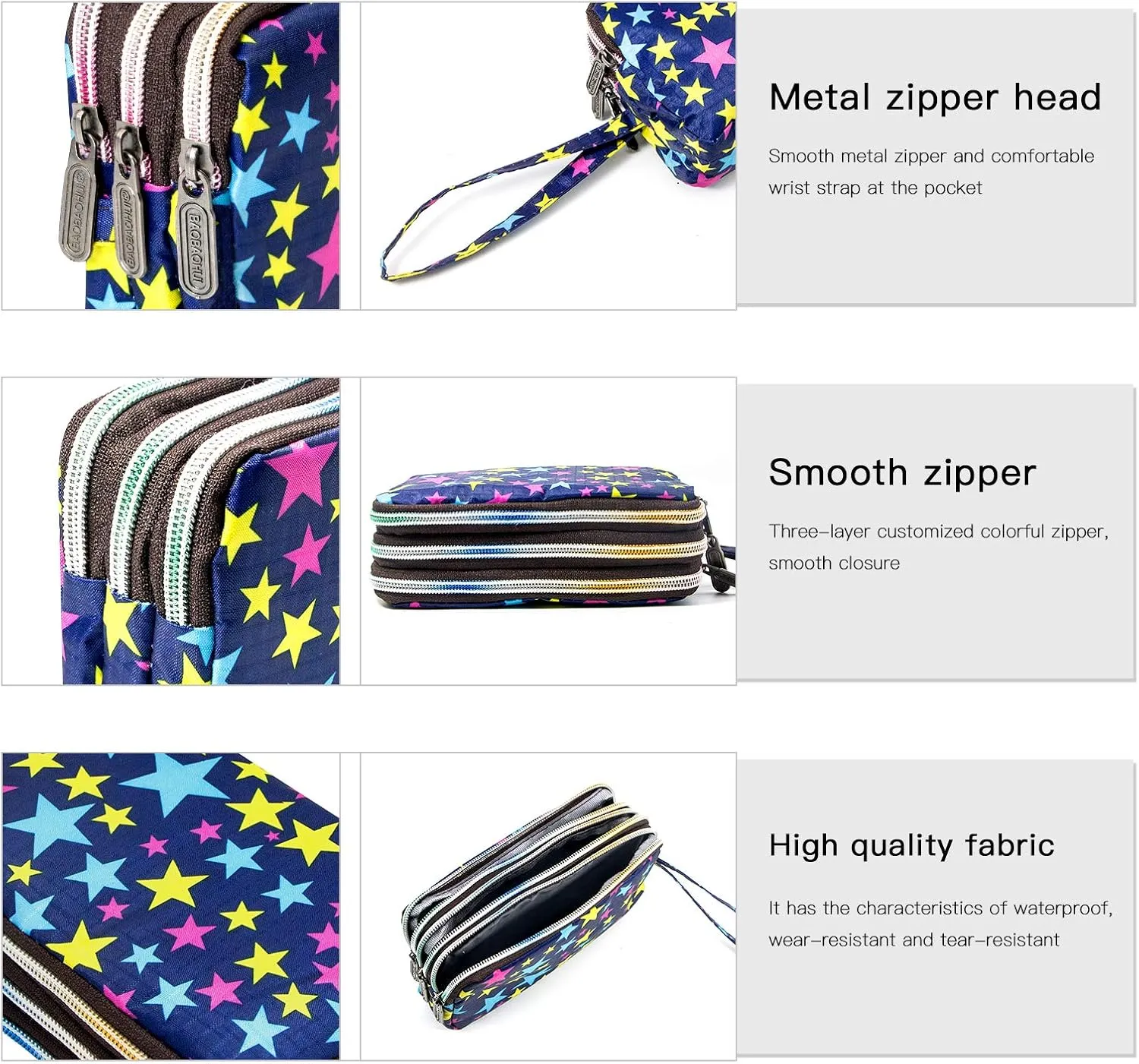 BIAOTIE Large Capacity Wristlet Wallet - Women Printed Nylon Waterproof Handbag Clutch Purse