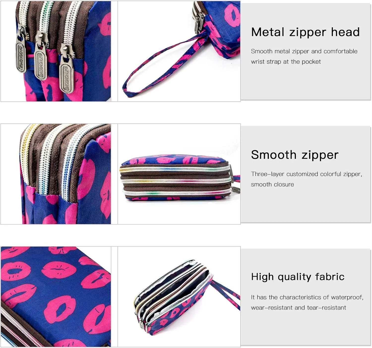 BIAOTIE Large Capacity Wristlet Wallet - Women Printed Nylon Waterproof Handbag Clutch Purse