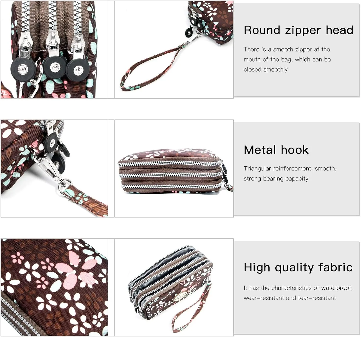 BIAOTIE Large Capacity Wristlet Wallet - Women Printed Nylon Waterproof Handbag Clutch Purse