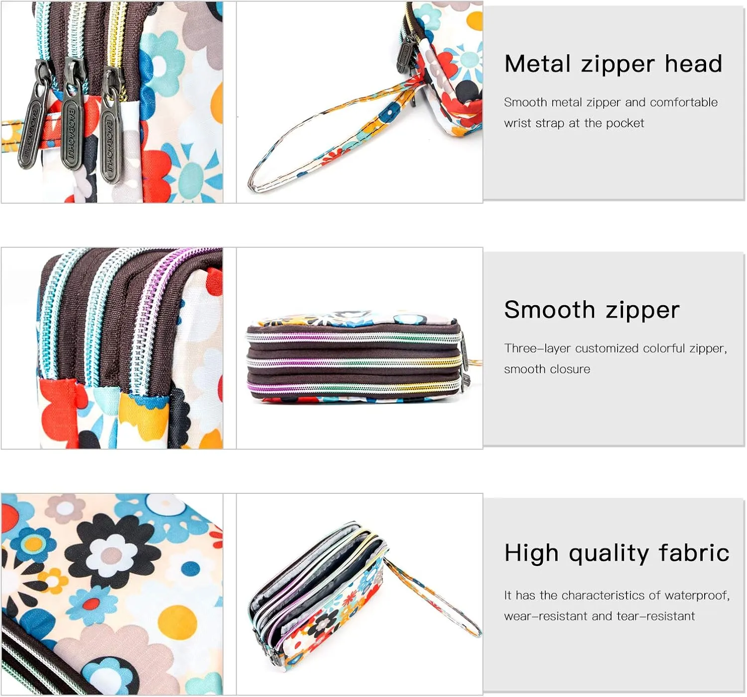 BIAOTIE Large Capacity Wristlet Wallet - Women Printed Nylon Waterproof Handbag Clutch Purse