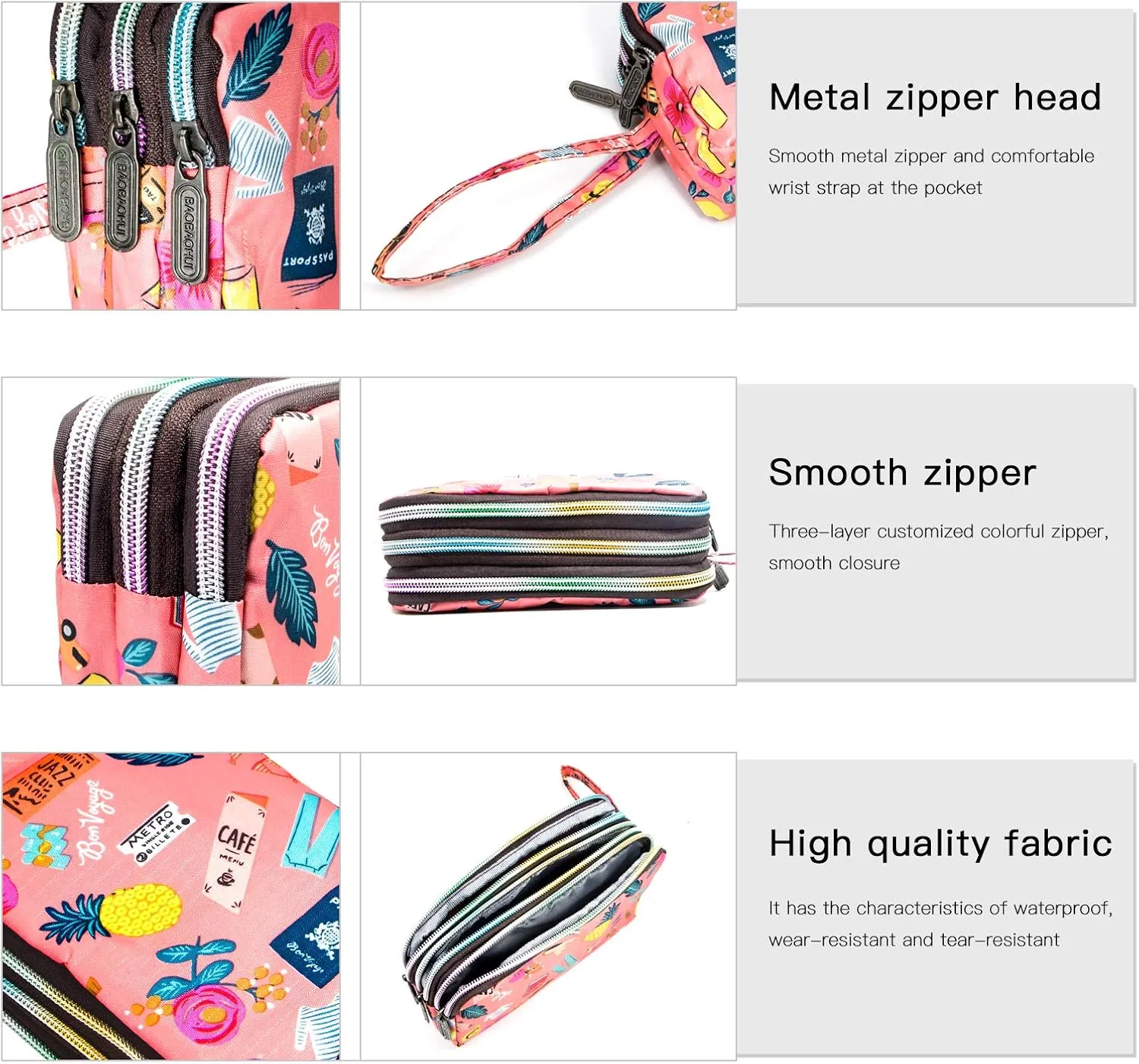 BIAOTIE Large Capacity Wristlet Wallet - Women Printed Nylon Waterproof Handbag Clutch Purse