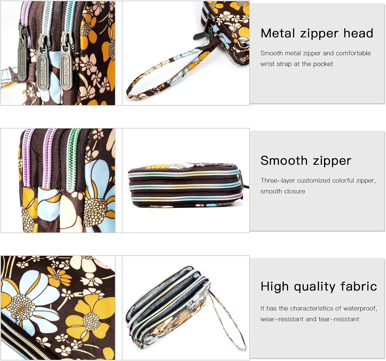 BIAOTIE Large Capacity Wristlet Wallet - Women Printed Nylon Waterproof Handbag Clutch Purse