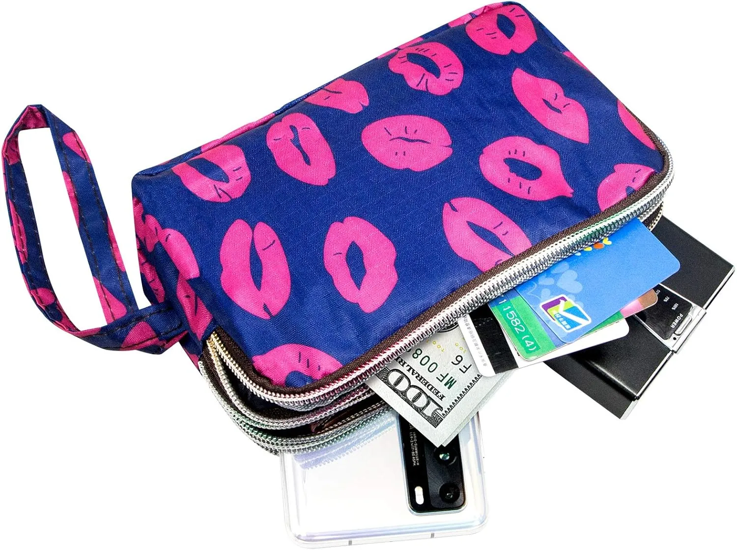 BIAOTIE Large Capacity Wristlet Wallet - Women Printed Nylon Waterproof Handbag Clutch Purse