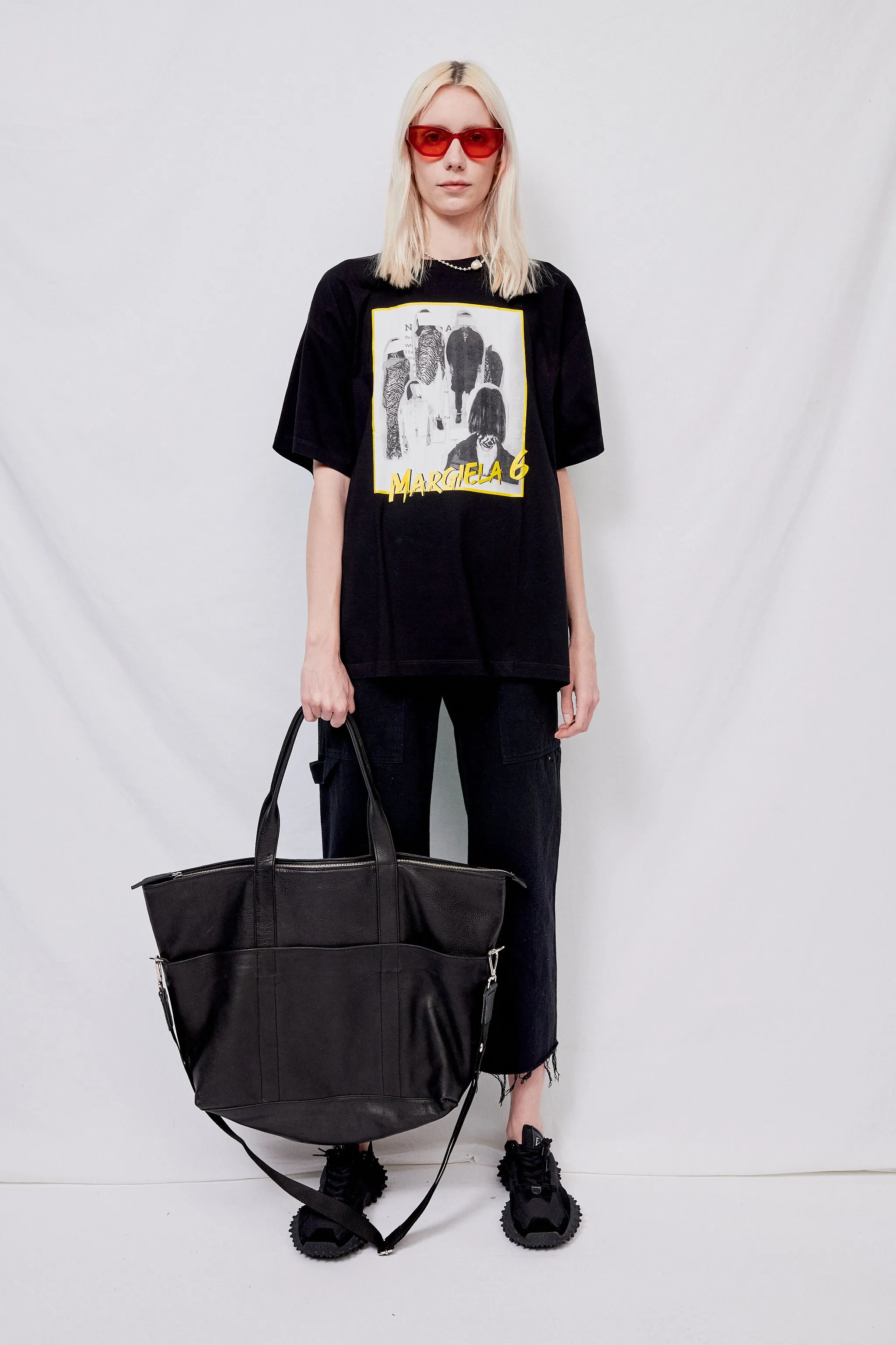 Black Leather Travel Tote