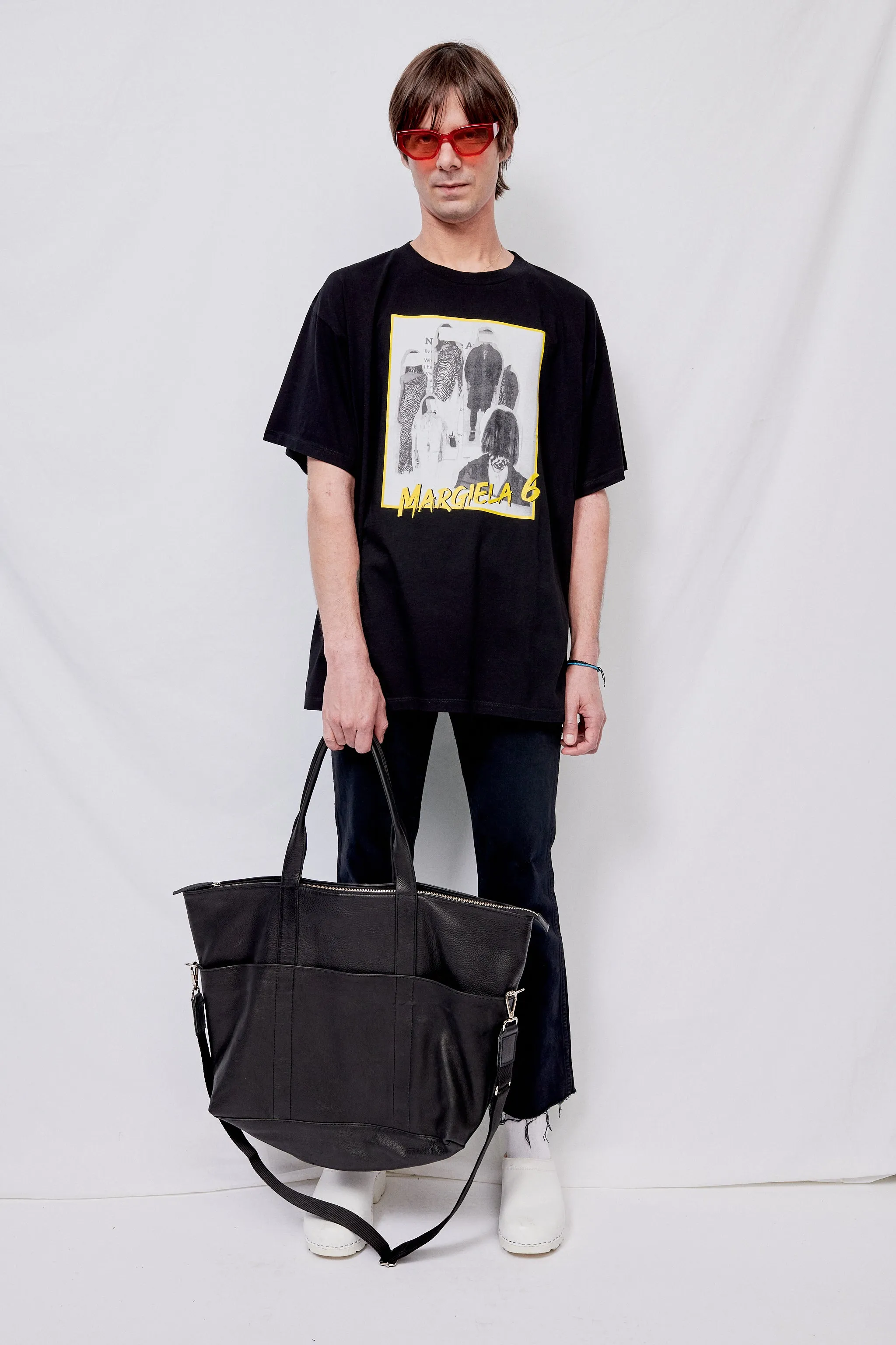 Black Leather Travel Tote