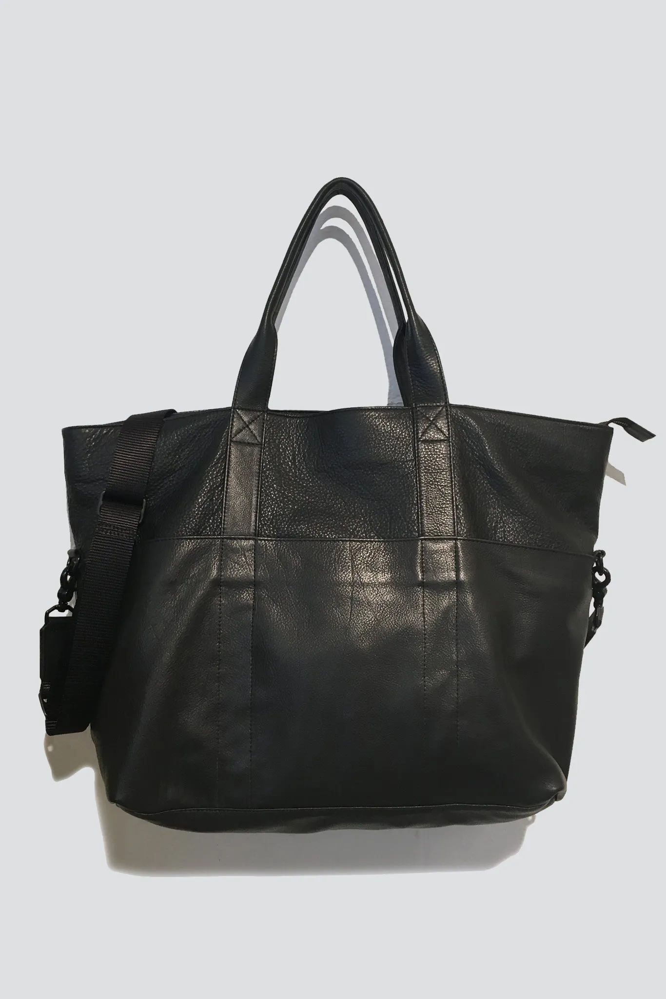 Black Leather Travel Tote