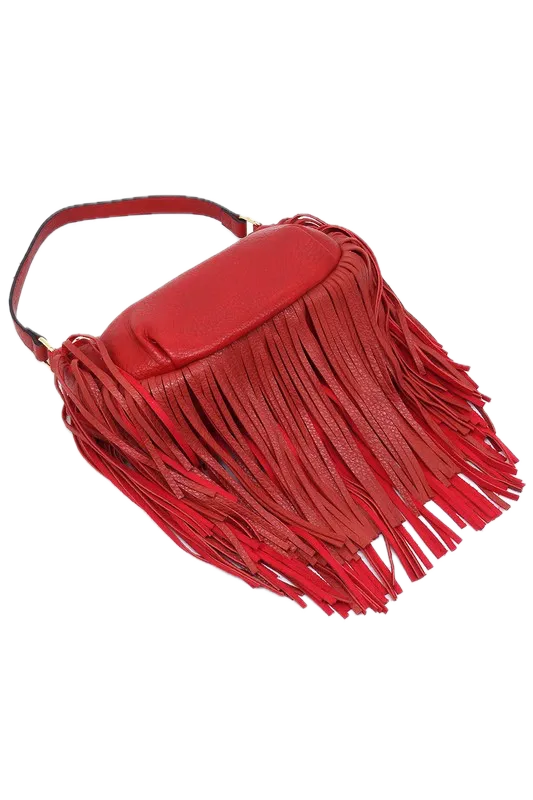 Bohemian Vegan Leather Fringe Hobo Bag