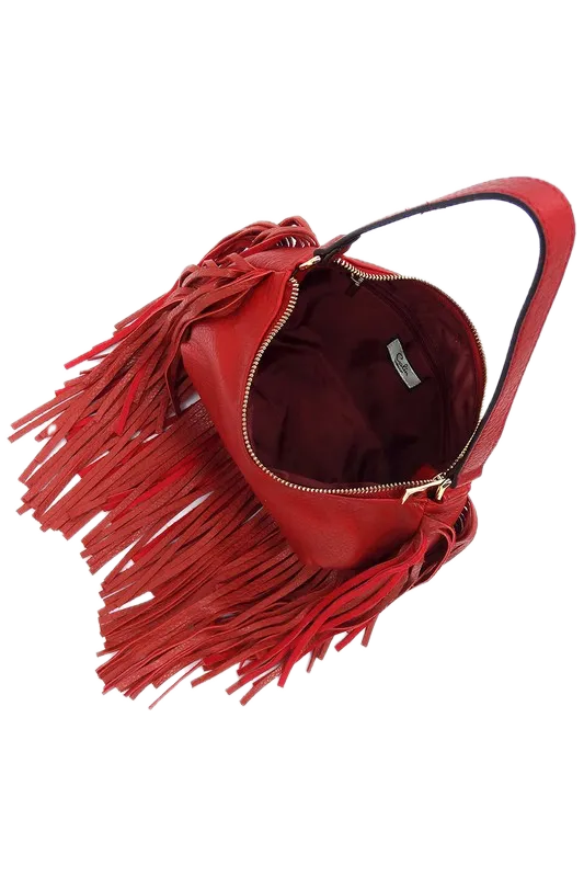 Bohemian Vegan Leather Fringe Hobo Bag