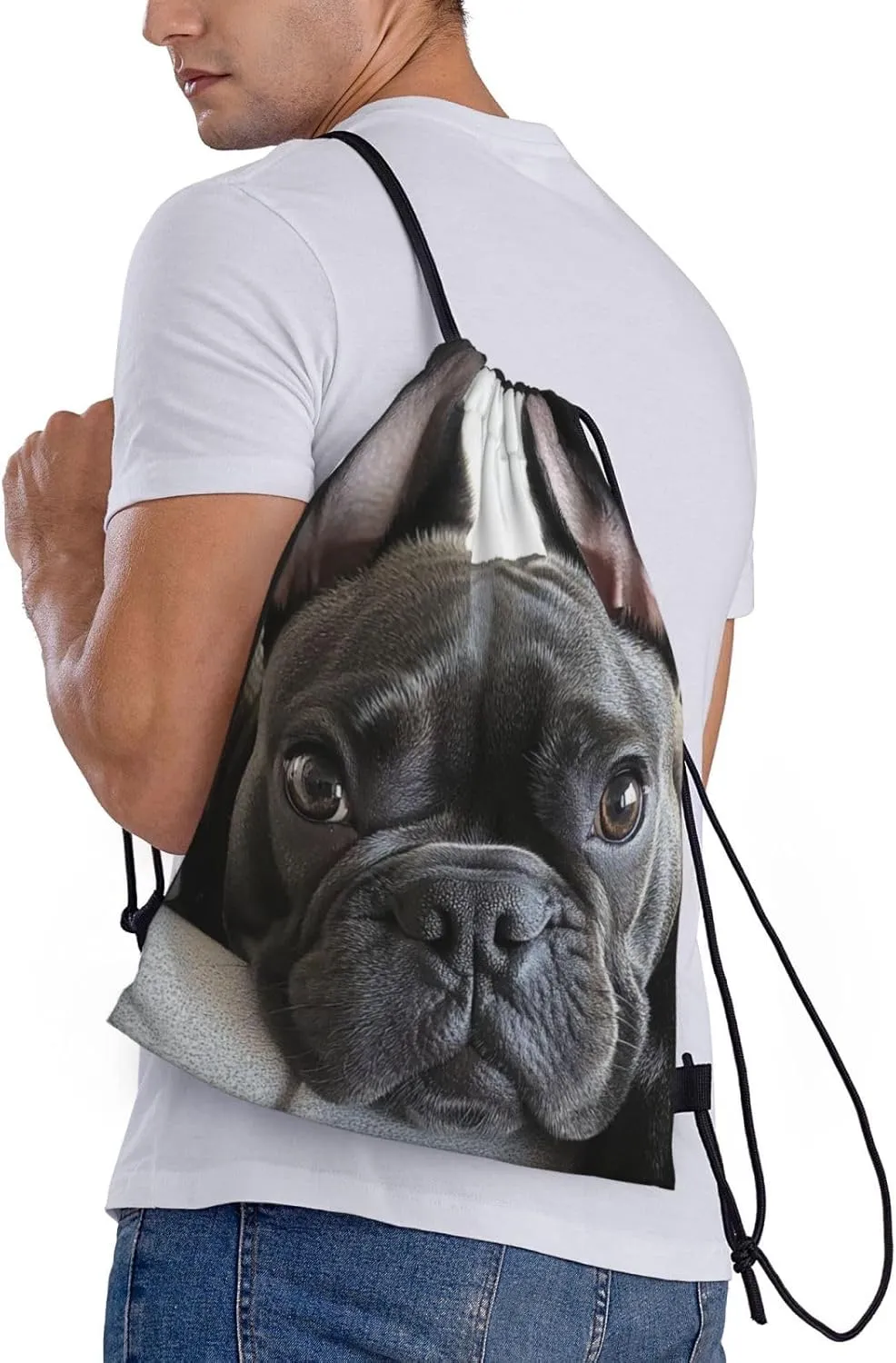 Boston Terrier Pattern Drawstring Backpack Bag - Sports Gym Sack For Women Men
