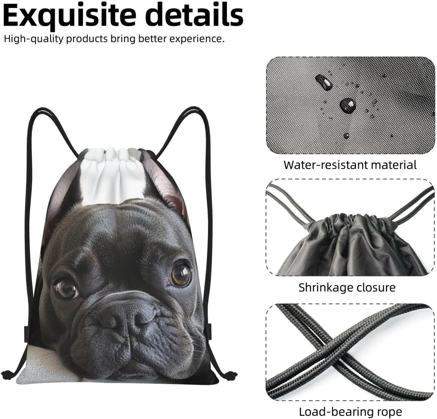 Boston Terrier Pattern Drawstring Backpack Bag - Sports Gym Sack For Women Men