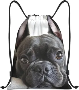 Boston Terrier Pattern Drawstring Backpack Bag - Sports Gym Sack For Women Men