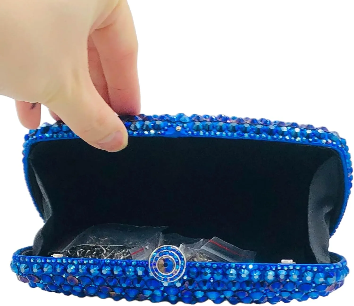Boutique De FGG Crystal Clutch Purse with Spikes Women Evening Bags Party Rhinestone Clutch Bag Wedding Prom Handbags,Mini