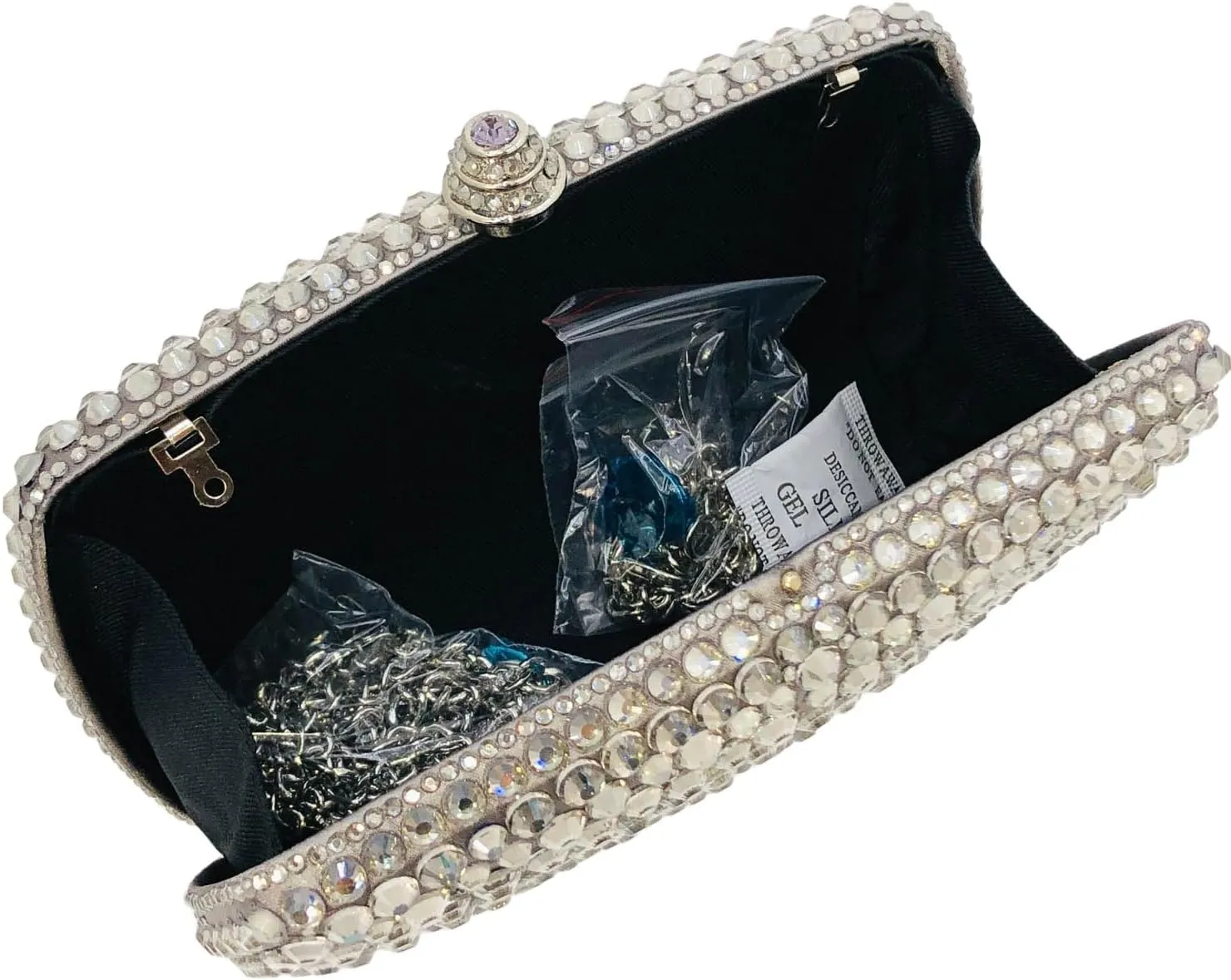 Boutique De FGG Crystal Clutch Purse with Spikes Women Evening Bags Party Rhinestone Clutch Bag Wedding Prom Handbags,Mini