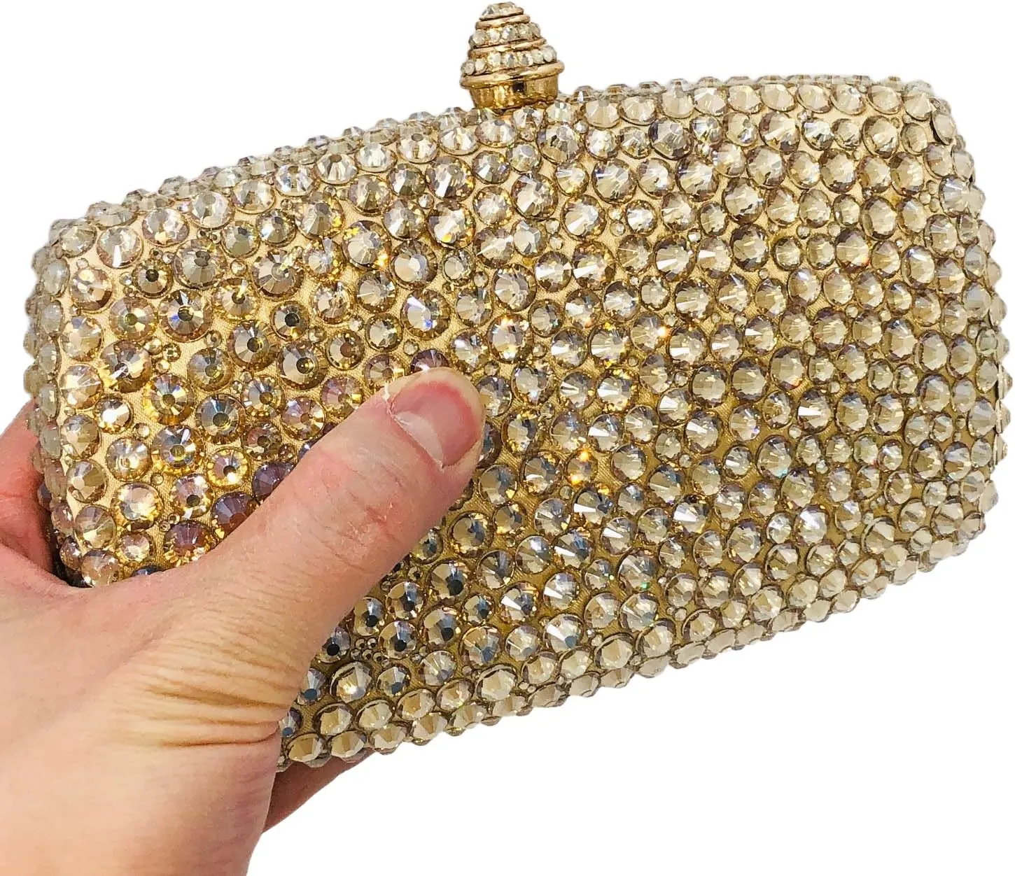 Boutique De FGG Crystal Clutch Purse with Spikes Women Evening Bags Party Rhinestone Clutch Bag Wedding Prom Handbags,Mini