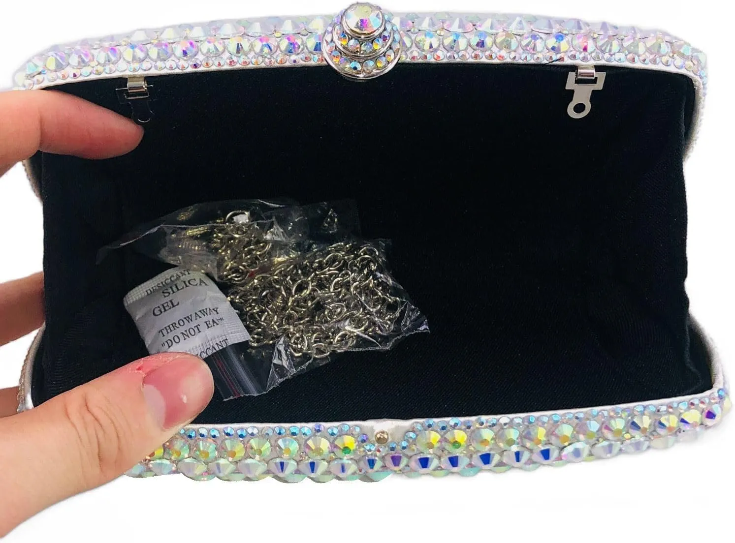 Boutique De FGG Crystal Clutch Purse with Spikes Women Evening Bags Party Rhinestone Clutch Bag Wedding Prom Handbags,Mini