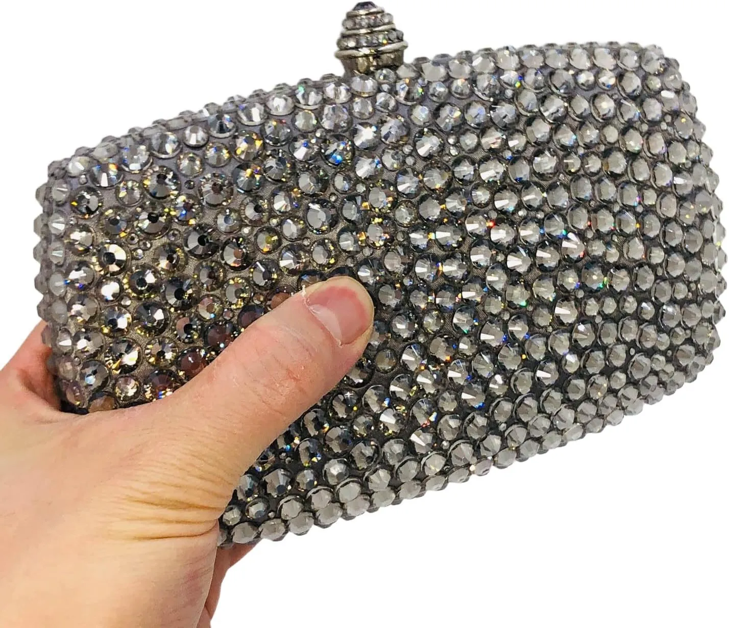 Boutique De FGG Crystal Clutch Purse with Spikes Women Evening Bags Party Rhinestone Clutch Bag Wedding Prom Handbags,Mini