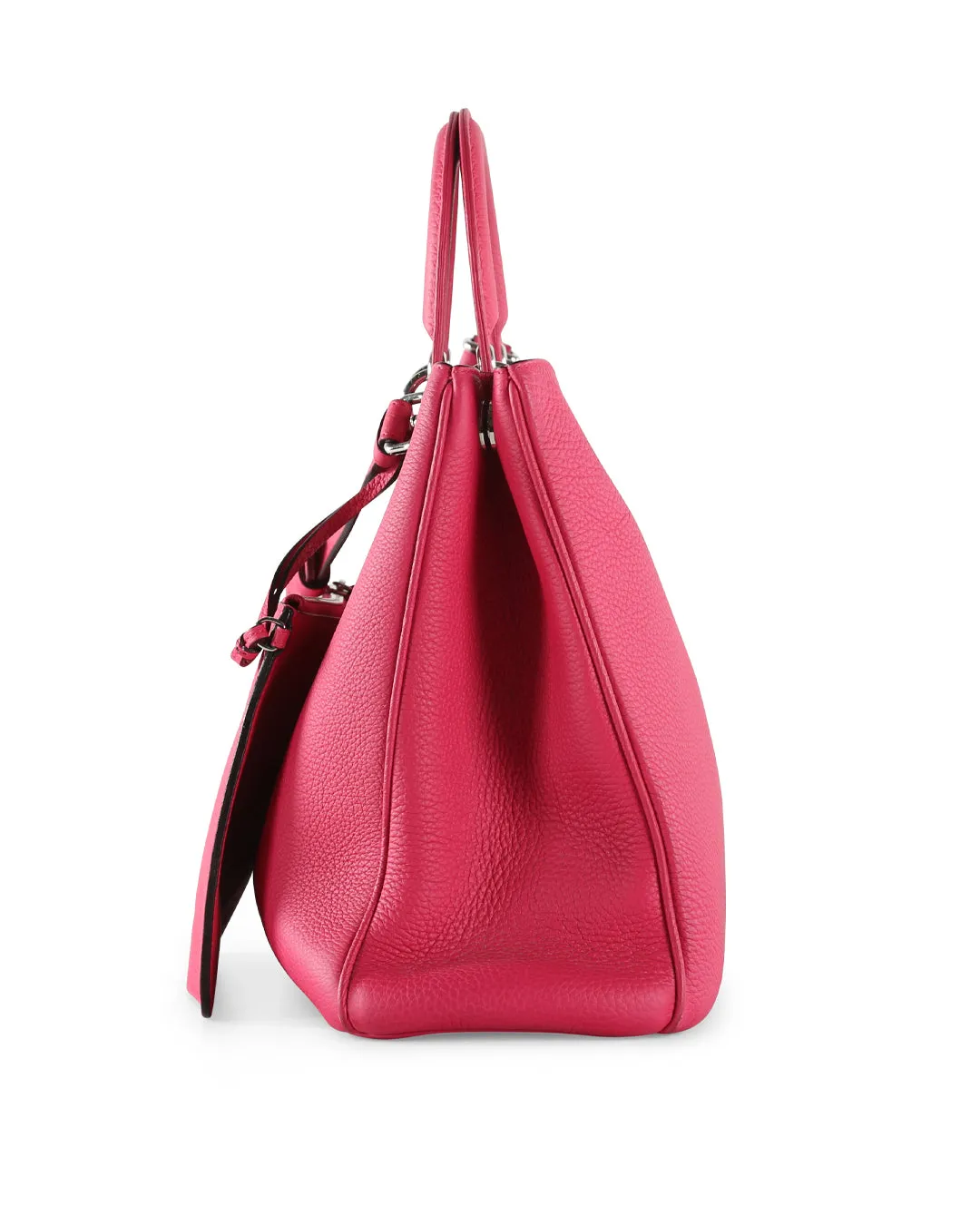 CHRISTIAN DIOR Fuchsia Pebbled Leather Large Diorissimo Shopper Tote Bag