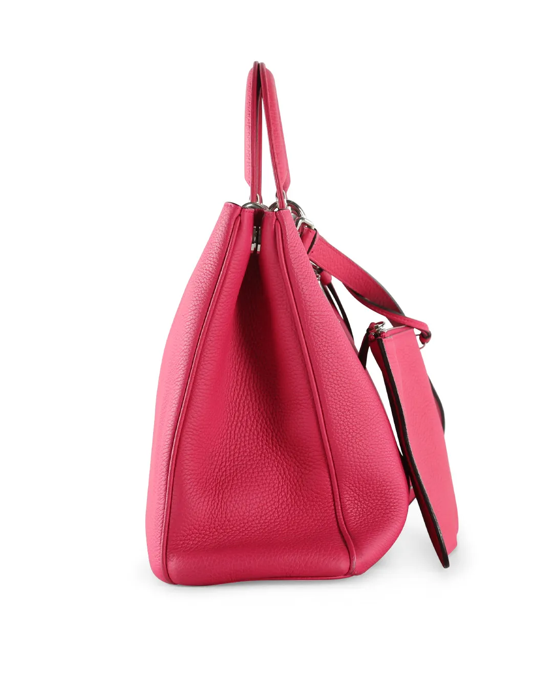 CHRISTIAN DIOR Fuchsia Pebbled Leather Large Diorissimo Shopper Tote Bag