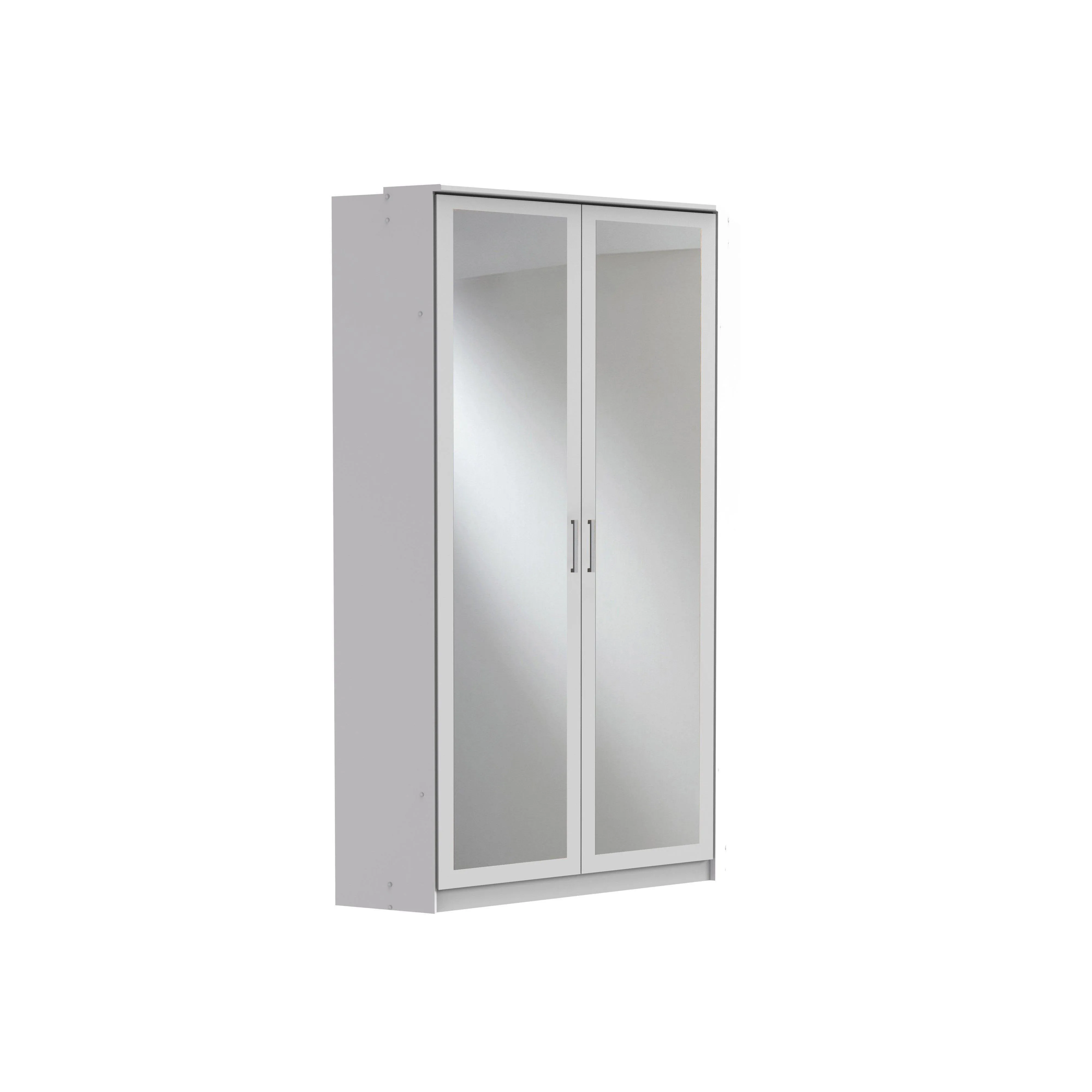Compact 2 Doors 3 Drawers Mirrored Wardrobe Grey White