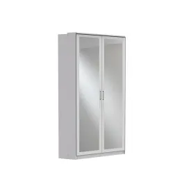 Compact 2 Doors 3 Drawers Mirrored Wardrobe Grey White