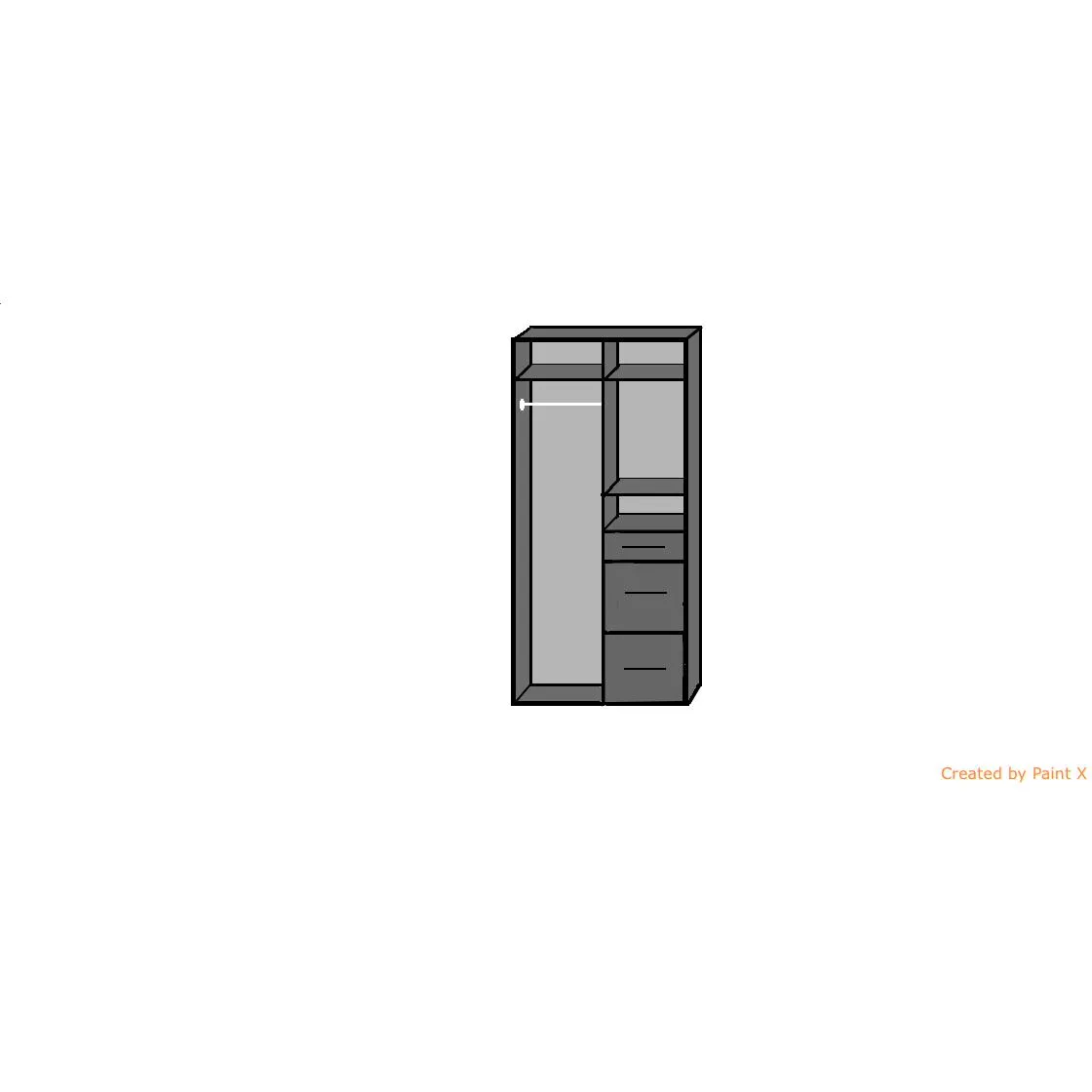 Compact 2 Doors 3 Drawers Mirrored Wardrobe Grey White