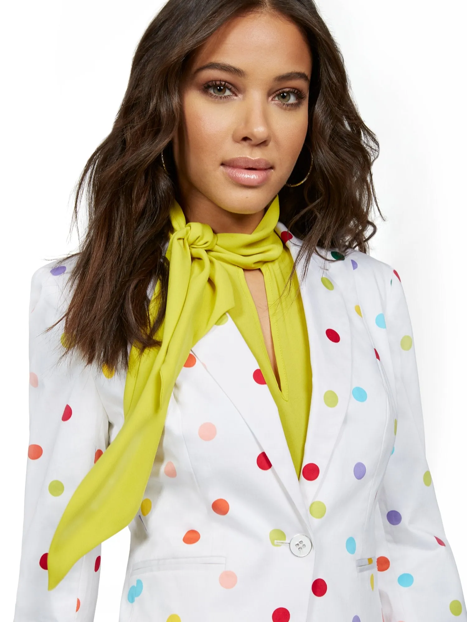 Dot-Print One-Button Jacket - 7th Avenue