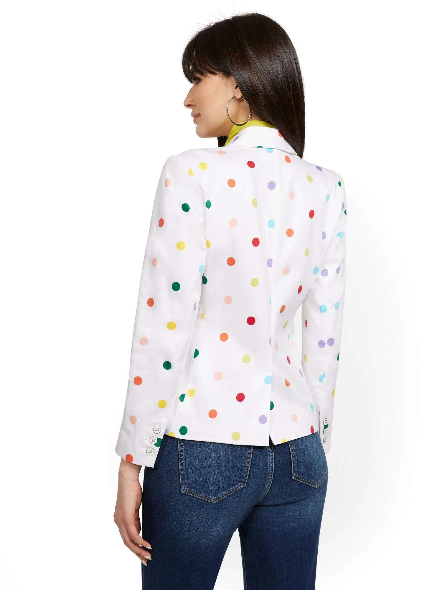 Dot-Print One-Button Jacket - 7th Avenue