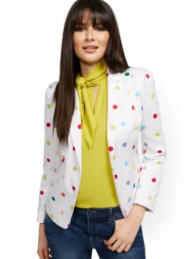 Dot-Print One-Button Jacket - 7th Avenue