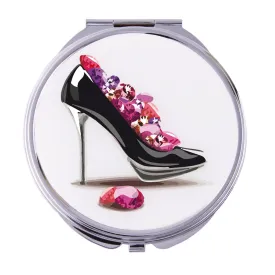 Fancy Metal Goods Black Heel And Jewels Compact