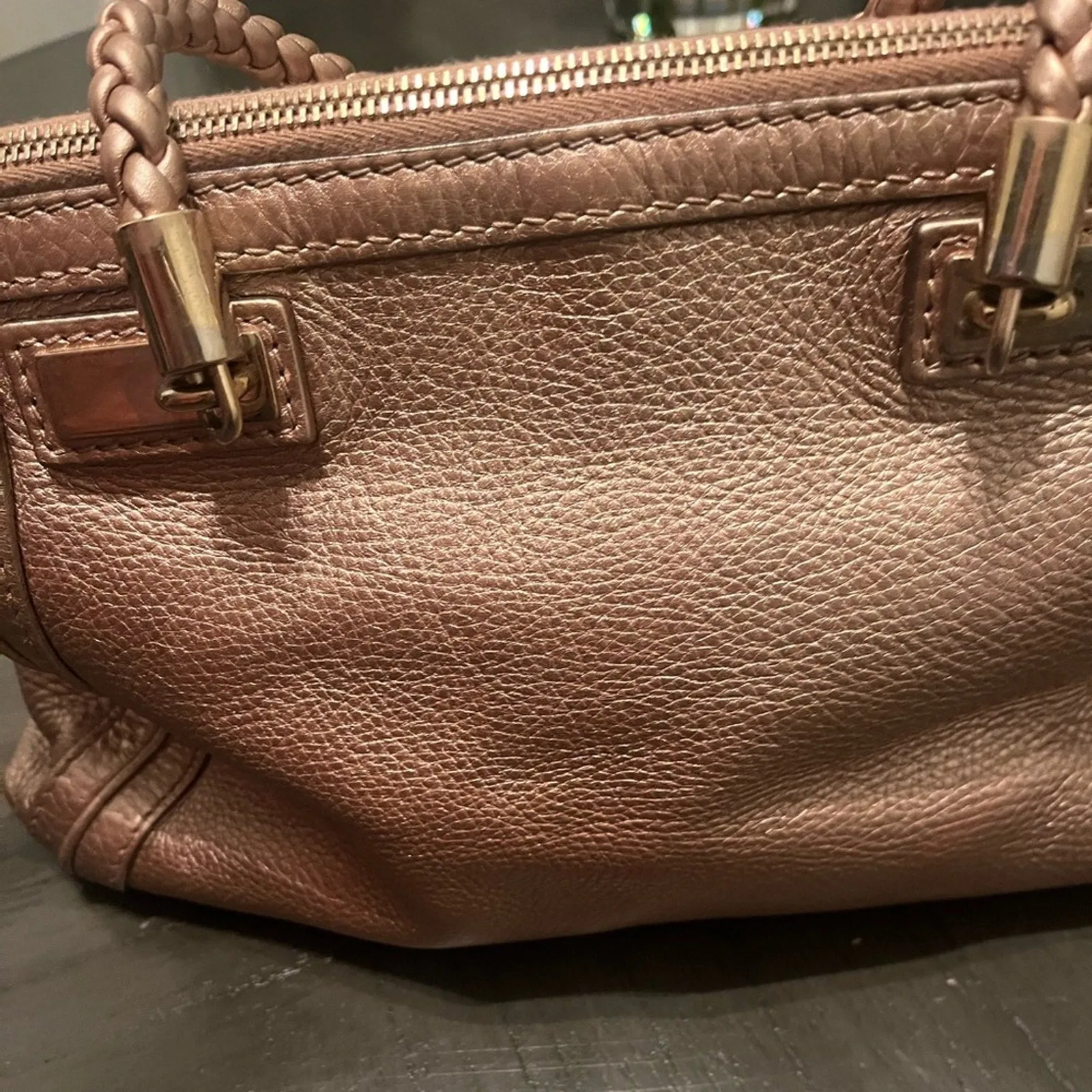 Gucci Metallic Pebble Calfskin Tote Bag