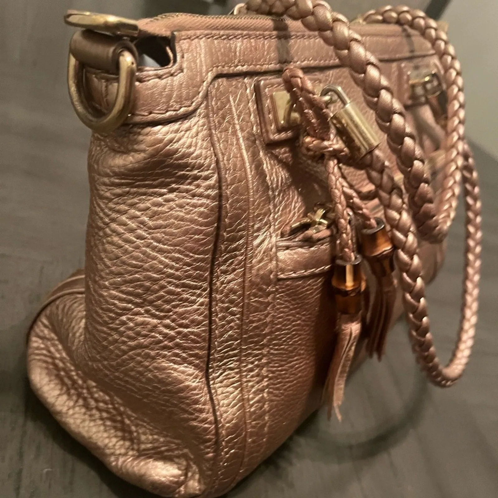 Gucci Metallic Pebble Calfskin Tote Bag