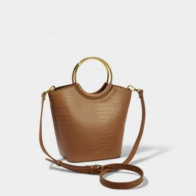 Hallie Hoop Faux Croc Bag in Cognac KLB1944
