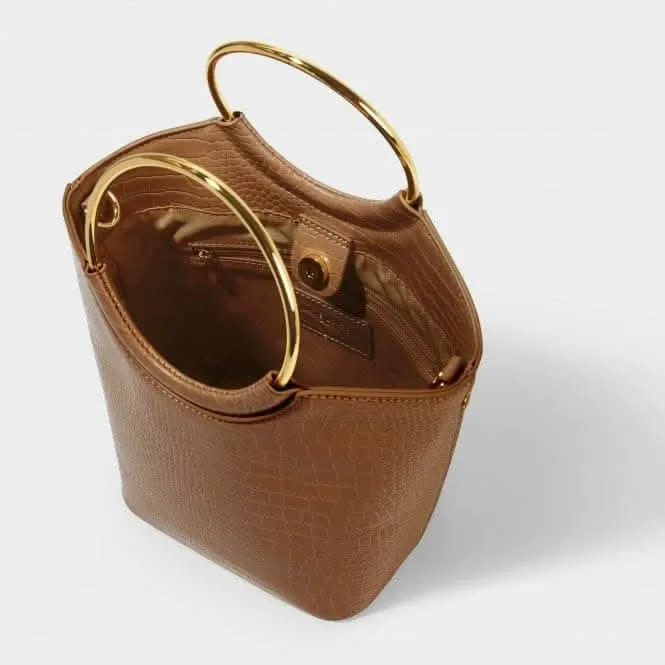 Hallie Hoop Faux Croc Bag in Cognac KLB1944