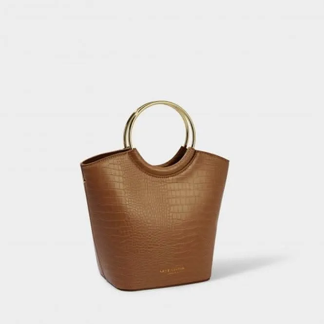 Hallie Hoop Faux Croc Bag in Cognac KLB1944