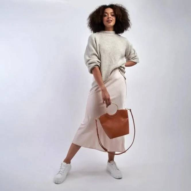 Hallie Hoop Faux Croc Bag in Cognac KLB1944