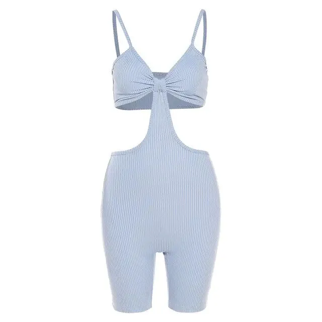 Hollow Out Spaghetti Strap Bodysuits