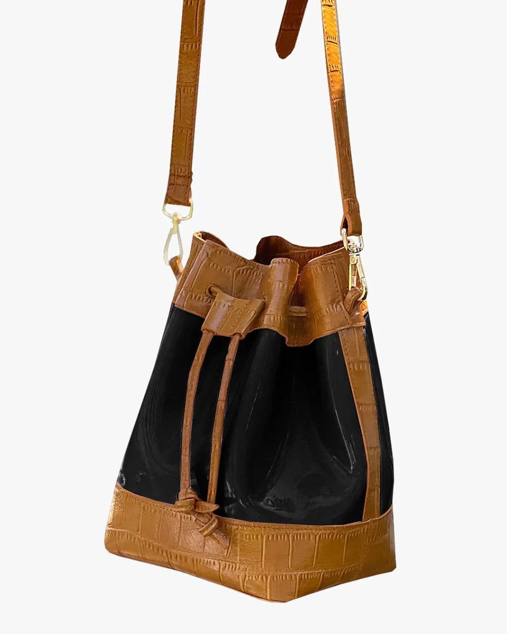 JELLY BUCKET BAG | CARAMEL & BLACK