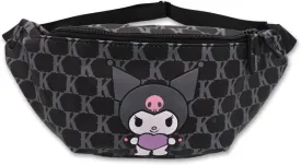 Kuromi Waist Pack Fanny Bag Hipsack Supercute Black Hat Rabbit Character Vegan Leather Lightweight Crossbody Sling Storage for Women Running Purse, Officially Licensed