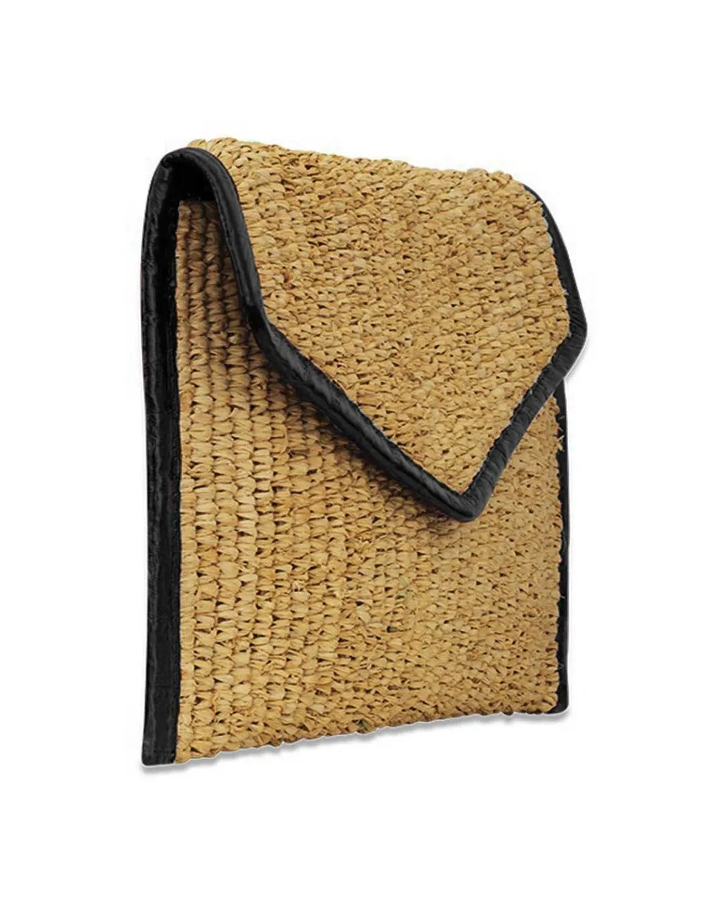 LADY RAFFIA ENVELOPE CLUTCH | BLACK