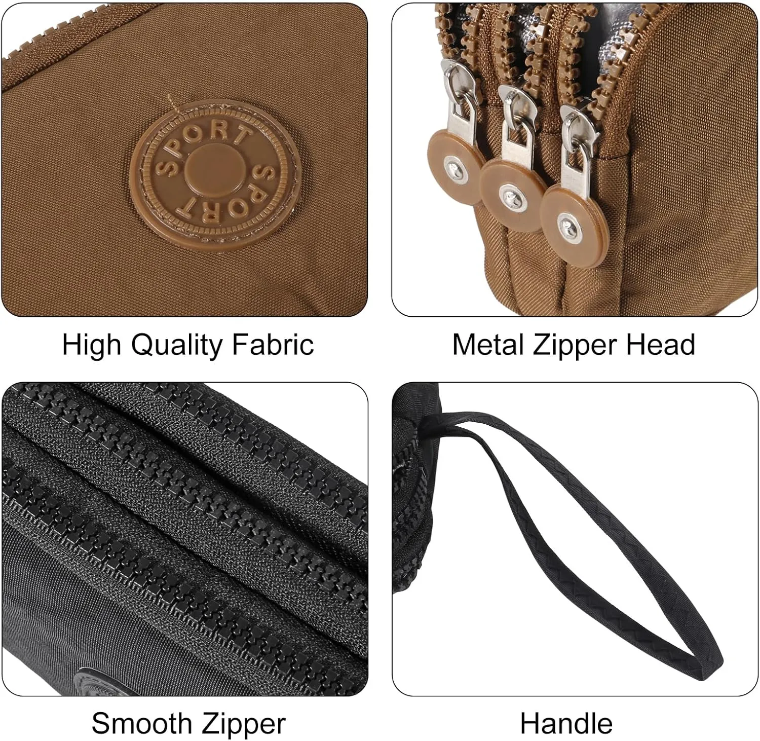 Large Capacity Wristlet Wallet - Women 3 Layers Zipper Oxford Cloth Waterproof Handbag Purse