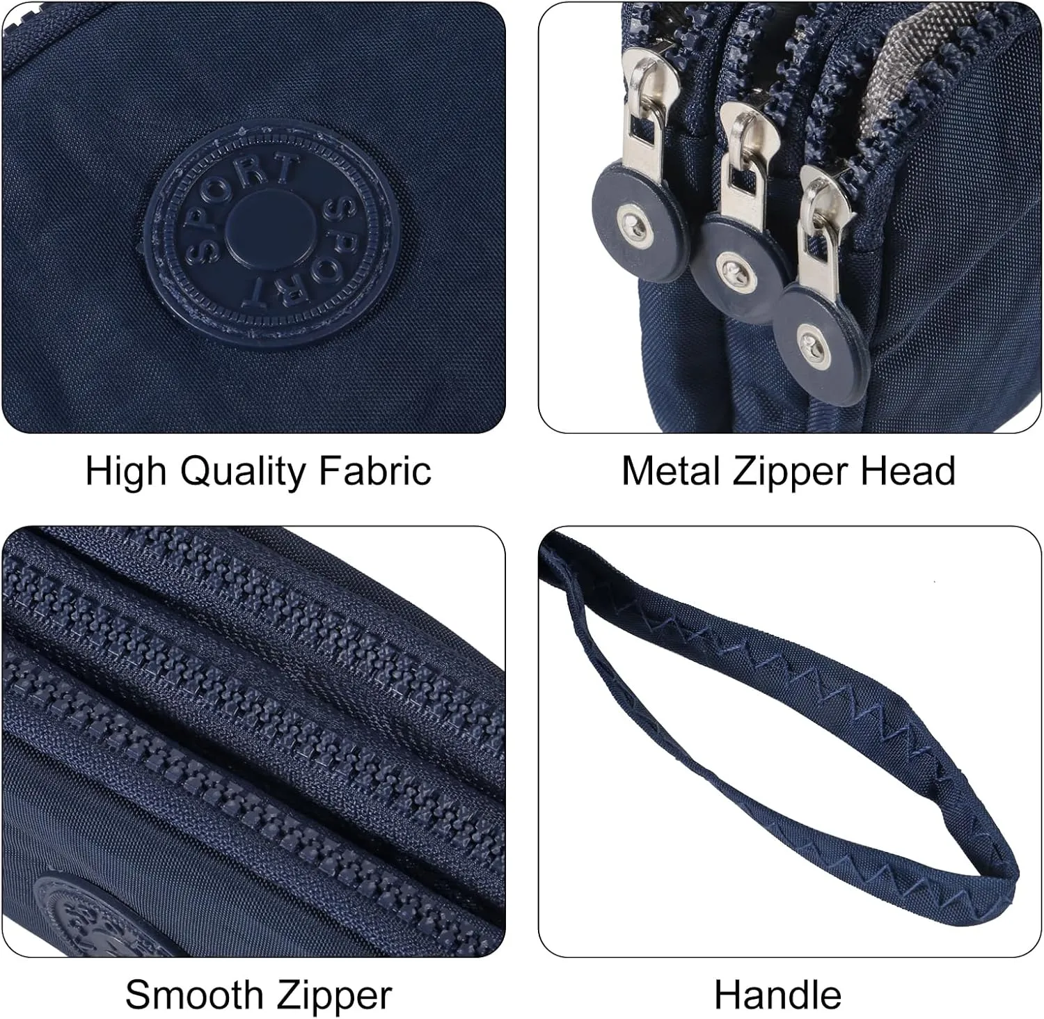 Large Capacity Wristlet Wallet - Women 3 Layers Zipper Oxford Cloth Waterproof Handbag Purse