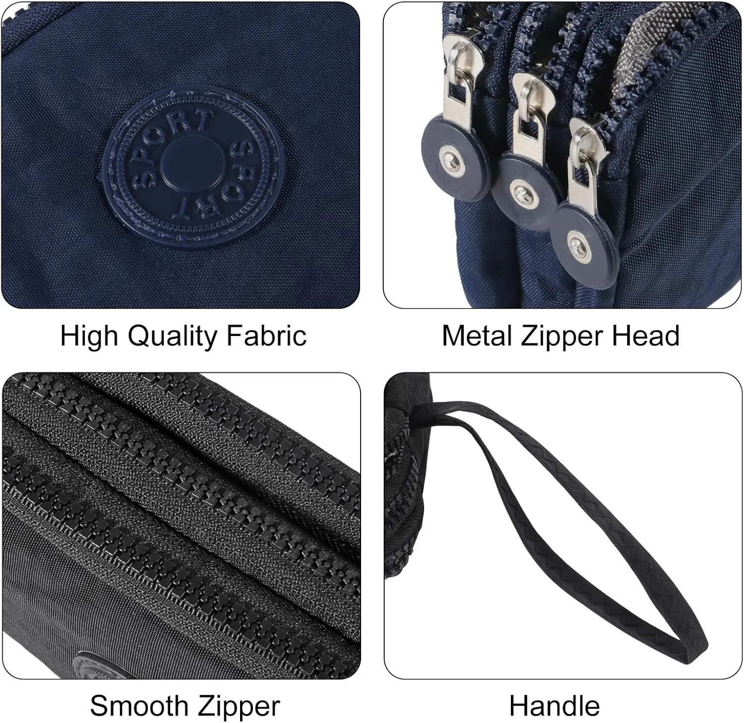 Large Capacity Wristlet Wallet - Women 3 Layers Zipper Oxford Cloth Waterproof Handbag Purse