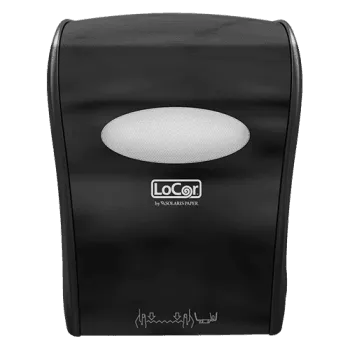 LoCor D68006 Black Mechanical Hands Free Roll Towel Dispenser